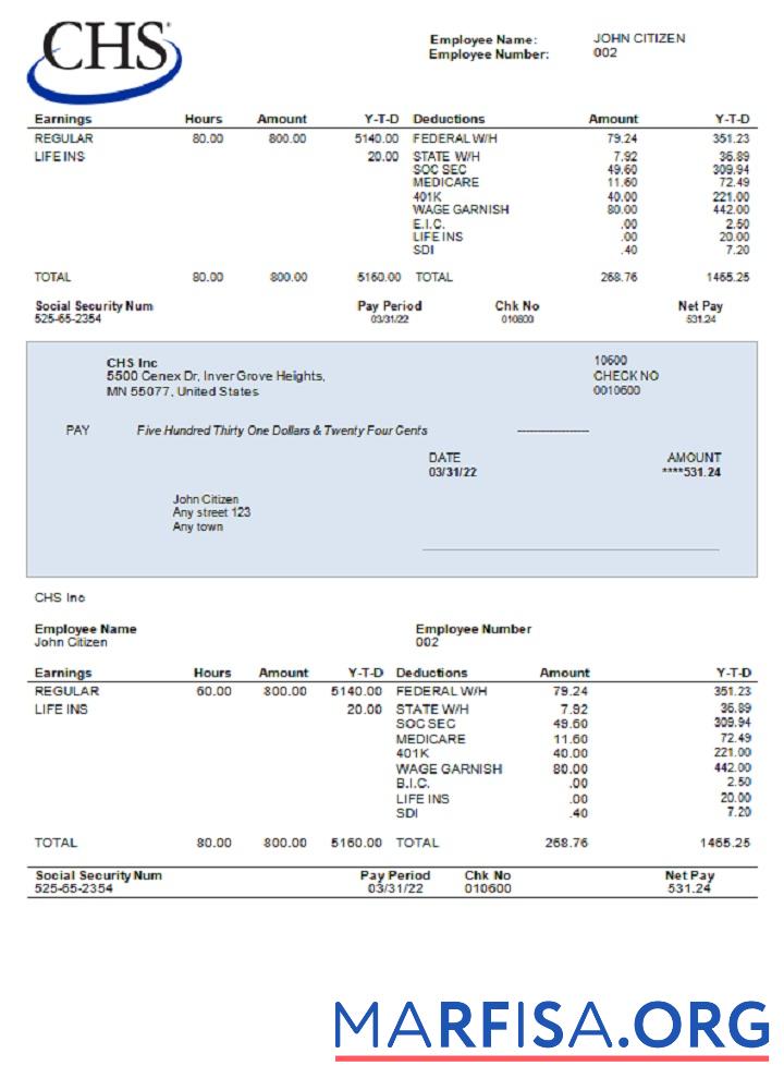 Downloadable USA CHS Inc. agricultural company real example